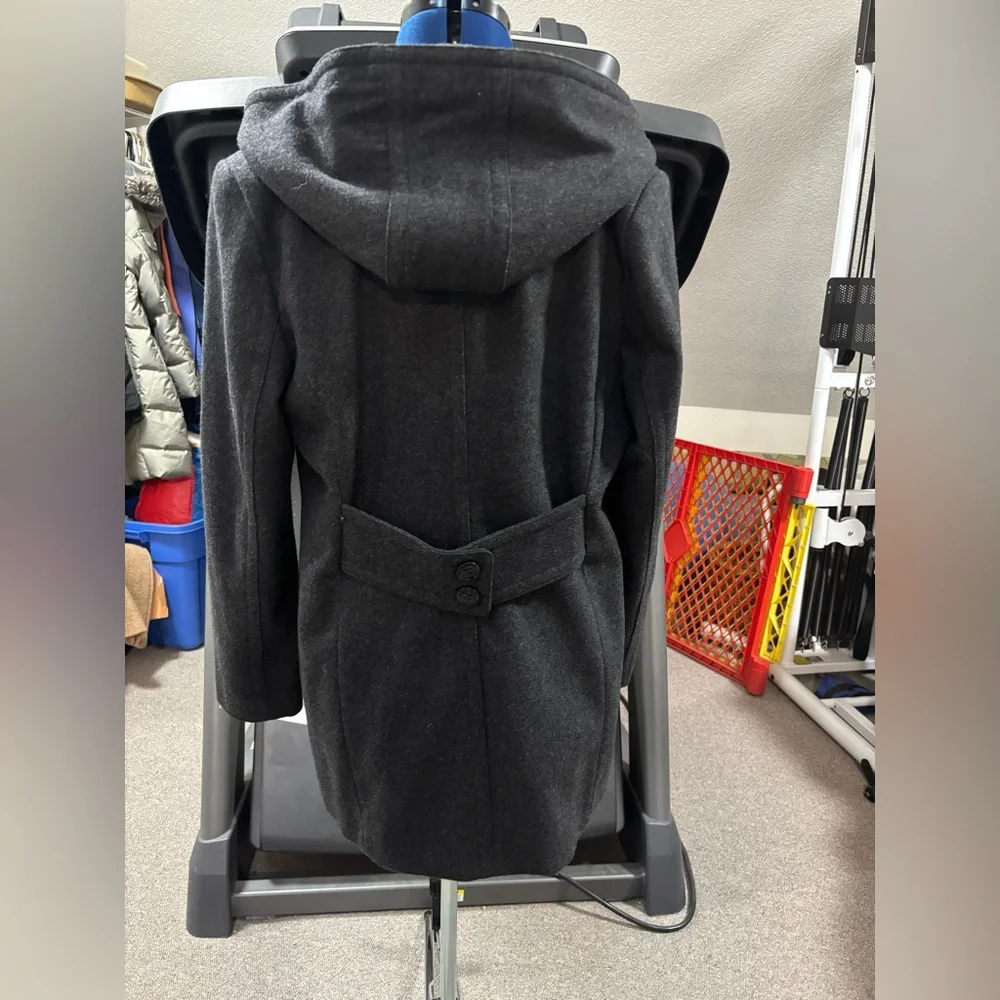 Covington women’s car length coat, grey wool blend, double breasted with hood - Picture 2 of 9